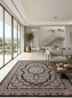 kerman darkblue persian carpet